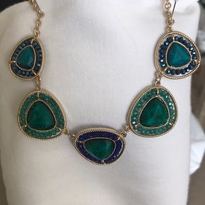 Teal green and blue color stone necklace
